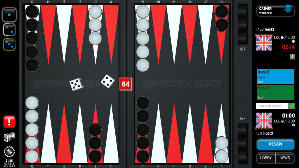 gammon space backgammon board