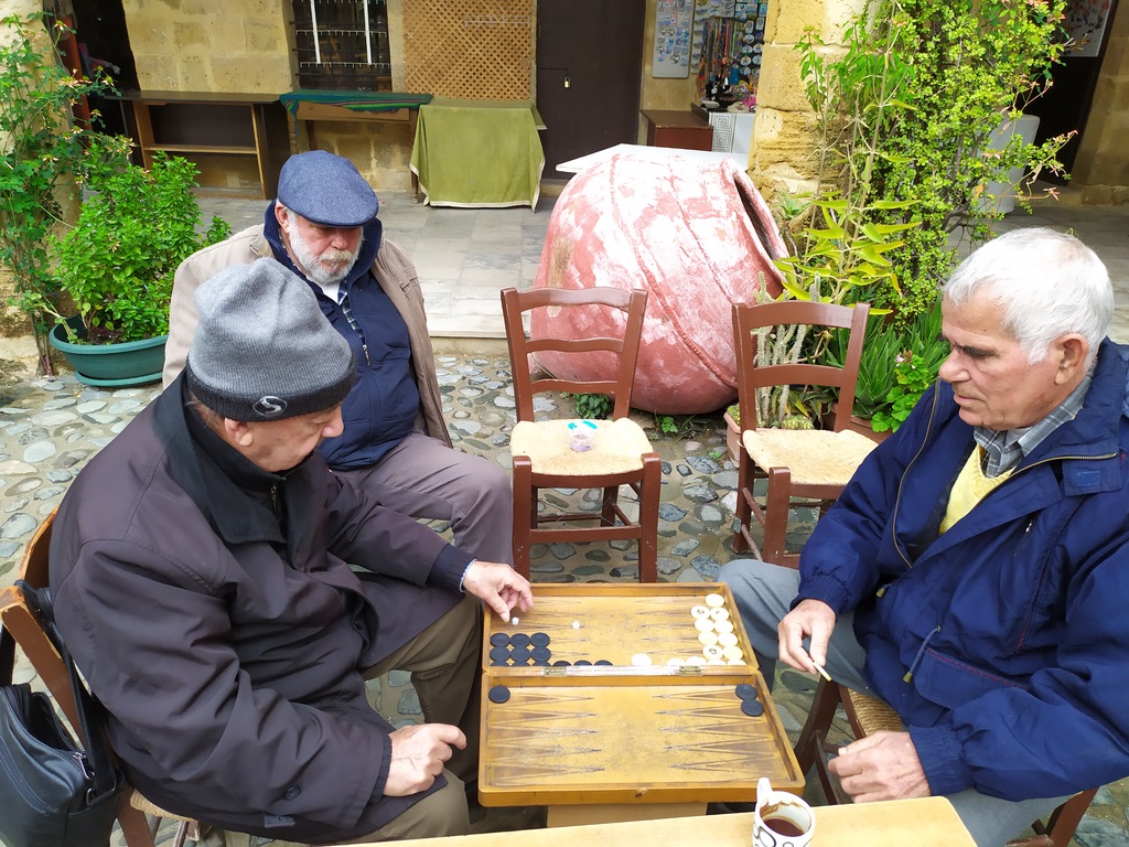 Backgammon in the street of Nicosia