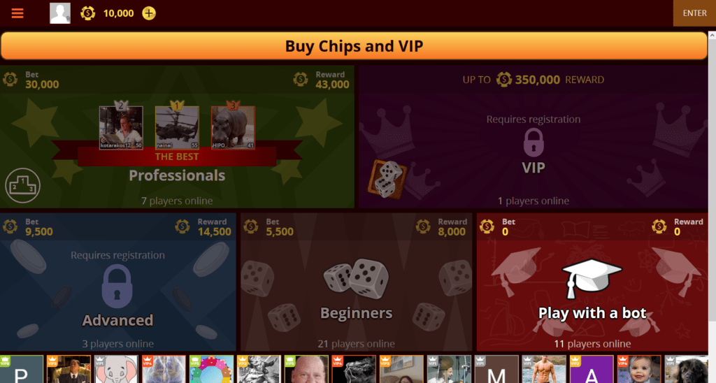 vip backgammon account homepage