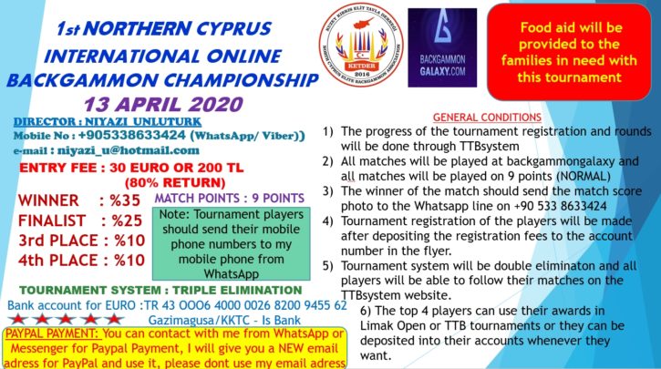 1st northern Cyprus online Backgammon Chamionship